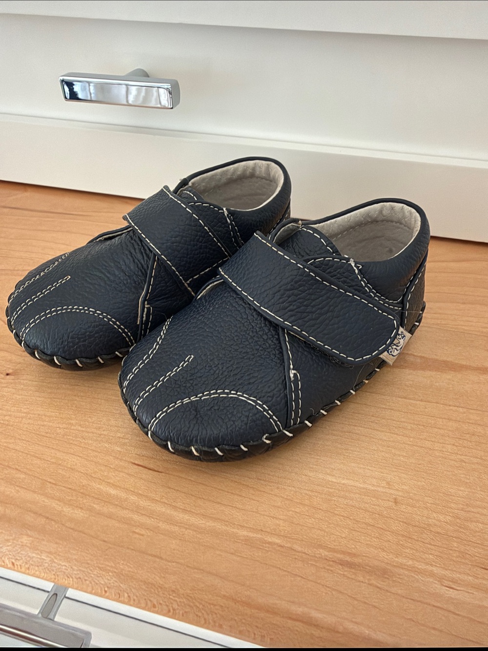 Classic Black Baby Walker Shoes with Hook-and-Loop Strap